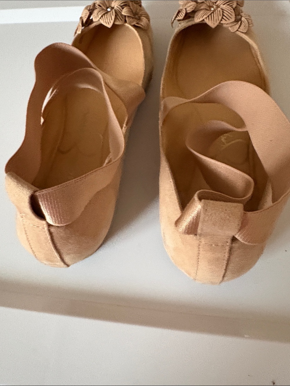 Jessica Simpson Nude Floral Ballet Flats with Ankle Tie - Picture 3 of 5